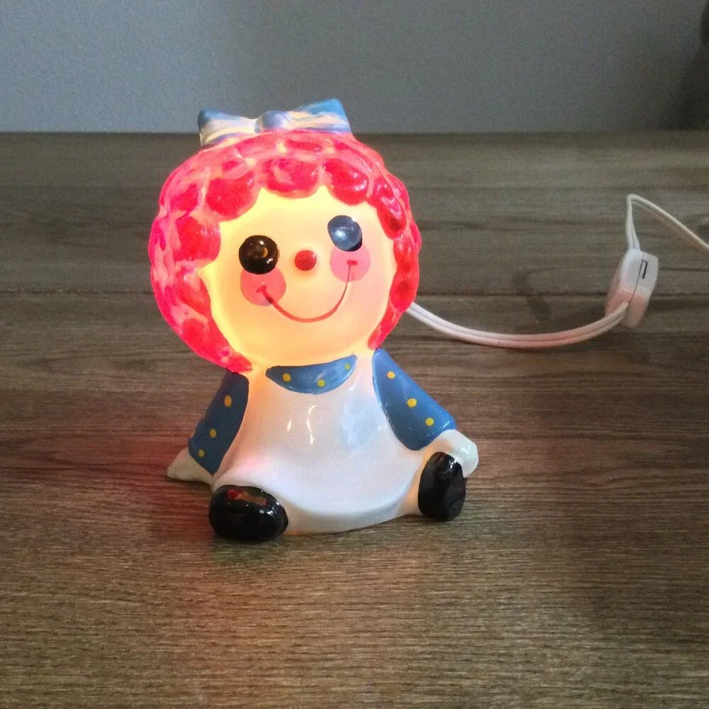 Vintage Raggedy Ann Ceramic Figurine Night Light